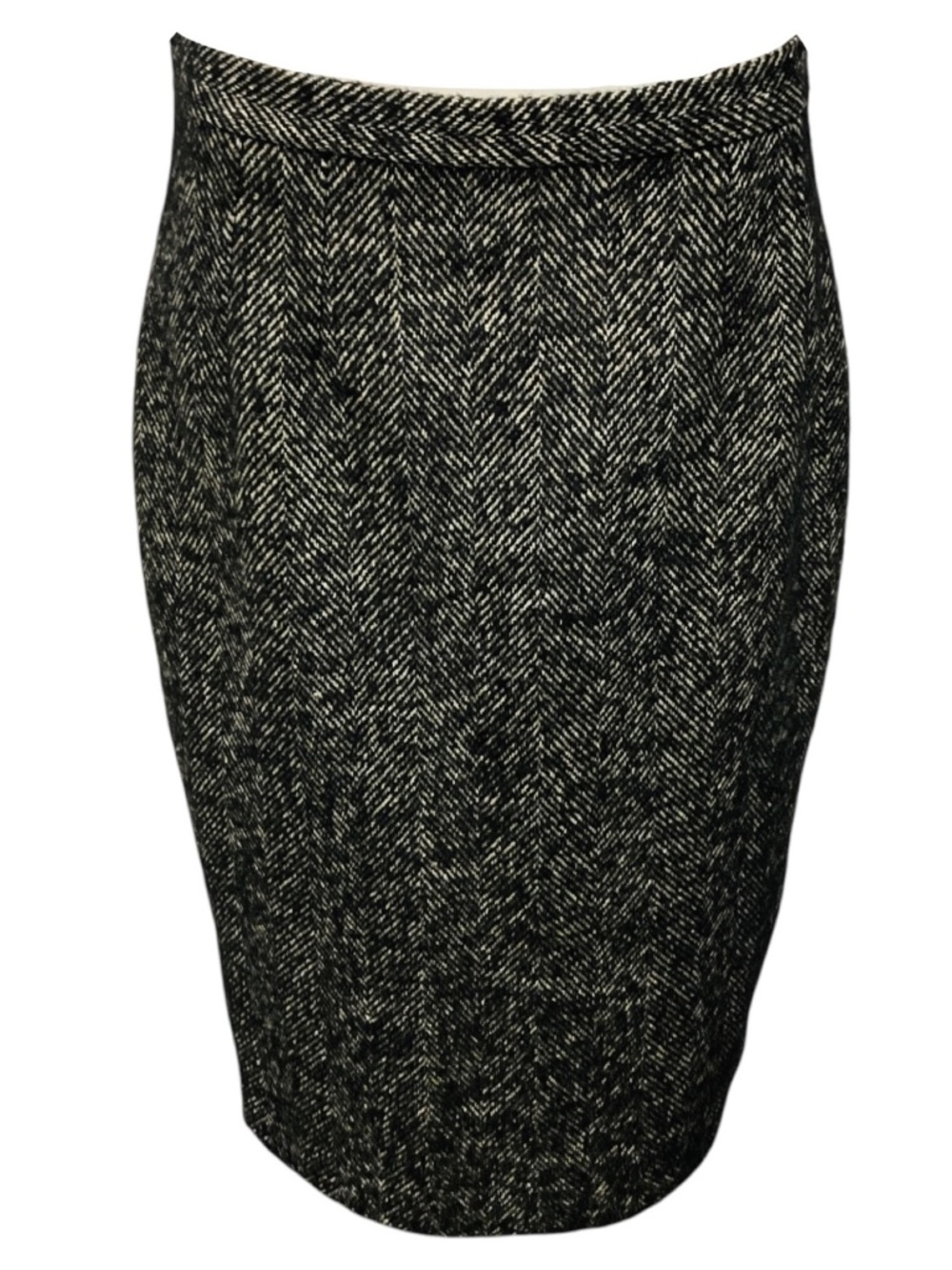 DOLCE & GABBANA BLACK / IVORY TWEED PENCIL SKIRT